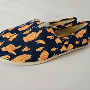Women's Slip-On Shoes, Alpargata,  Sign Language Printed, Size 9 M